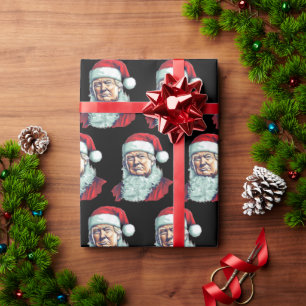 Funny Trump Christmas Santa Art Portrait Graphic Wrapping Paper