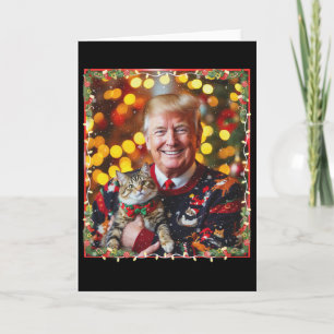 Funny Trump Christmas Sweater For Cat Lovers  Card