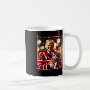 Funny Trump Christmas Sweater For Cat Lovers  Coffee Mug