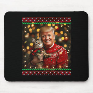 Funny Trump Christmas Sweater For Cat Lovers  Mouse Pad