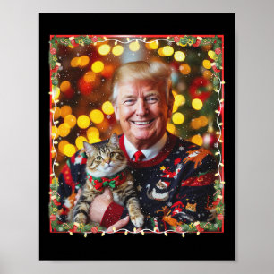 Funny Trump Christmas Sweater For Cat Lovers Poster