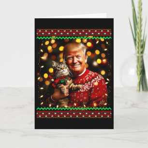 Funny Trump Christmas Sweater For Cat Lovers Ugly Card