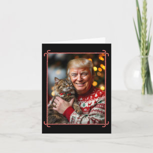 Funny Trump Christmas Sweater For Cat Lovers Xmas  Card