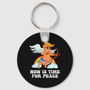 Funny Trump Cupid Parody - Now Is Time For Peace Keychain