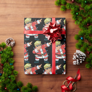 Funny Trump Dabbing Santa Trump Christmas Lights Wrapping Paper