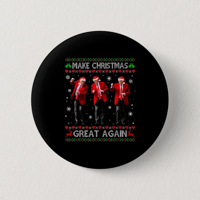 Funny Trump Dance Make Christmas Great Again Ugly  Button (Front)
