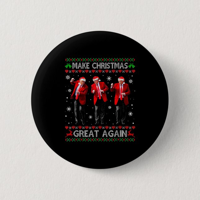 Funny Trump Dance Make Christmas Great Again Ugly  Button (Front)