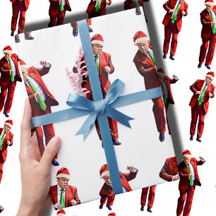 Funny Trump Dance Santa Claus Christmas Gift Wrapping Paper