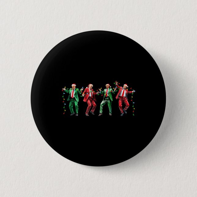 Funny Trump Dance Santa Claus Christmas Xmas Button (Front)