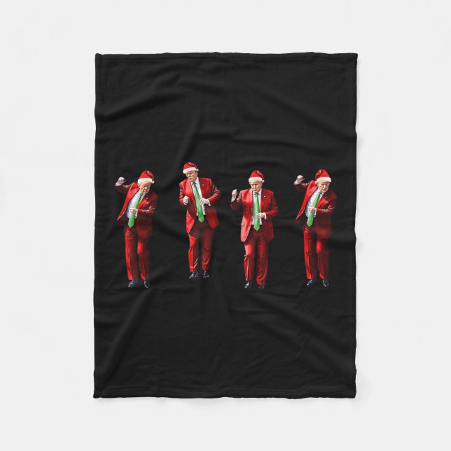 Funny Trump Dance Santa Claus Christmas Xmas Fleece Blanket (Front)