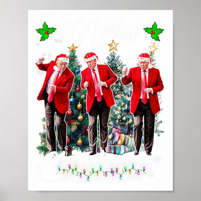 Funny Trump Dance Santa Claus Christmas Xmas Pajam Poster (Front)
