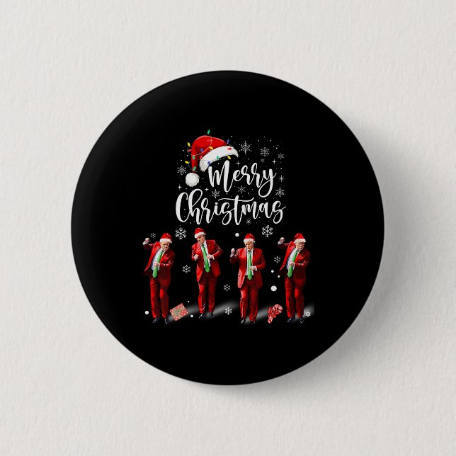 Funny Trump Dance Santa Claus Merry Christmas  Button (Front)