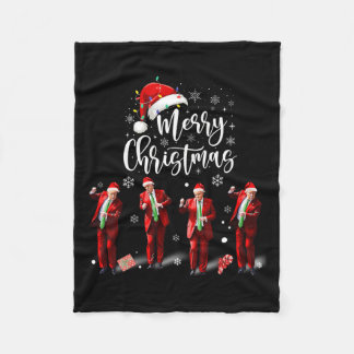 Funny Trump Dance Santa Claus Merry Christmas Fleece Blanket
