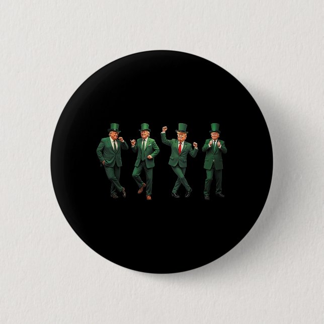 Funny Trump Dance St. Patricks Day Pajamas Ymca Tr Button (Front)
