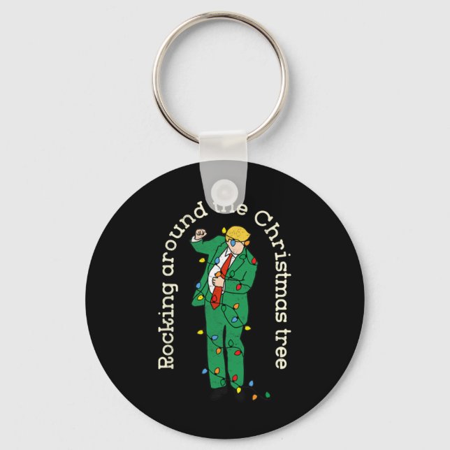 Funny Trump Dance With Light Rocking Around Christ Keychain (Front)