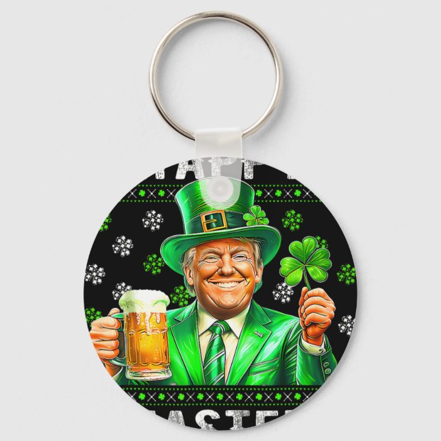 Funny Trump Easter Confused St Patricks Day Men Wo Keychain (Front)