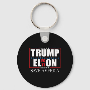 Funny Trump Election Usa Flag Trump Elon Save Amer Keychain