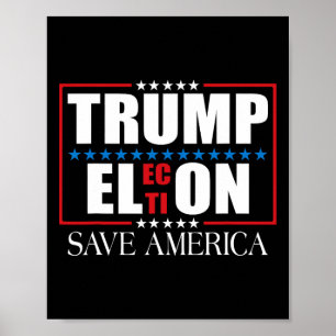 Funny Trump Election Usa Flag Trump Elon Save Amer Poster