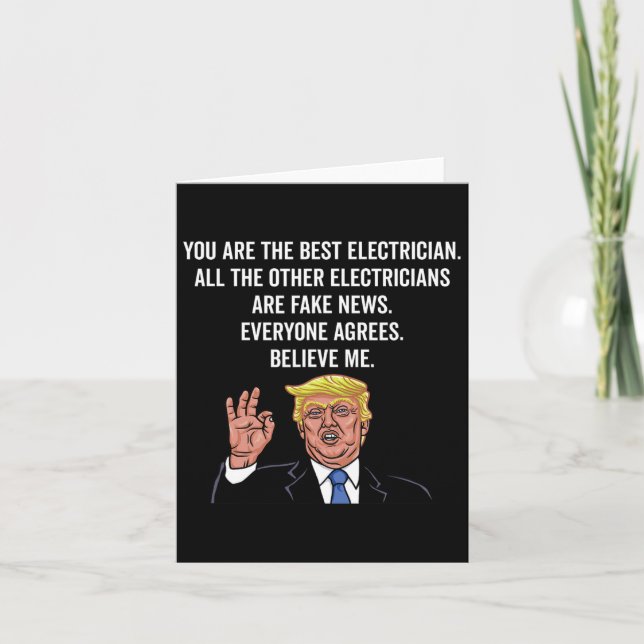 Funny Trump Electrician Lineman  Card (Front)