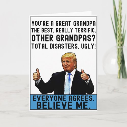 Funny Trump Fathers Day Gift For Grandpa  Card
