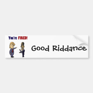 Funny Trump Firing Obama Political Cartoon Bumper Sticker