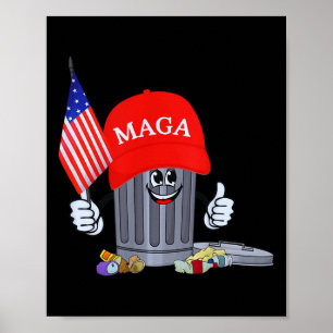 Funny Trump Garbage Can Cartoon Character American Poster