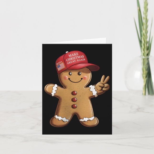 Funny Trump Gingerbread Man Make Christmas Great A Card (Front)