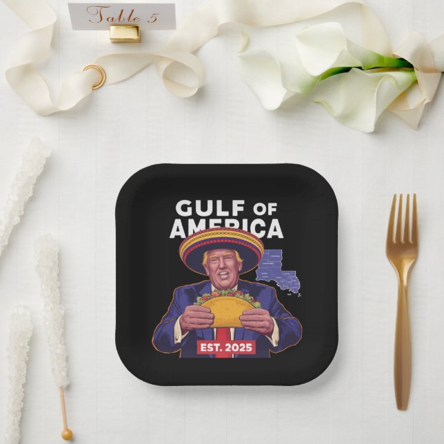 Funny Trump Gulf Of Us America 2025 Trump  Paper Plates (Wedding)