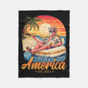 Funny Trump Gulf Of Us America Est 2025 Fleece Blanket