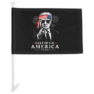 Funny Trump Gulf Of USA America 2025 4th Of July Car Flag
