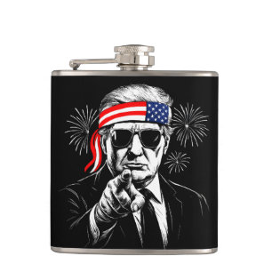 Funny Trump Gulf Of USA America 2025 4th Of July Flask