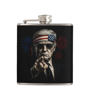 Funny Trump Gulf Of USA America 2025 4th Of July Flask