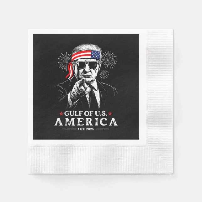 Funny Trump Gulf Of USA America 2025 4th Of July Napkins (Front)