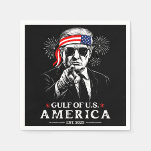 Funny Trump Gulf Of USA America 2025 4th Of July Napkins