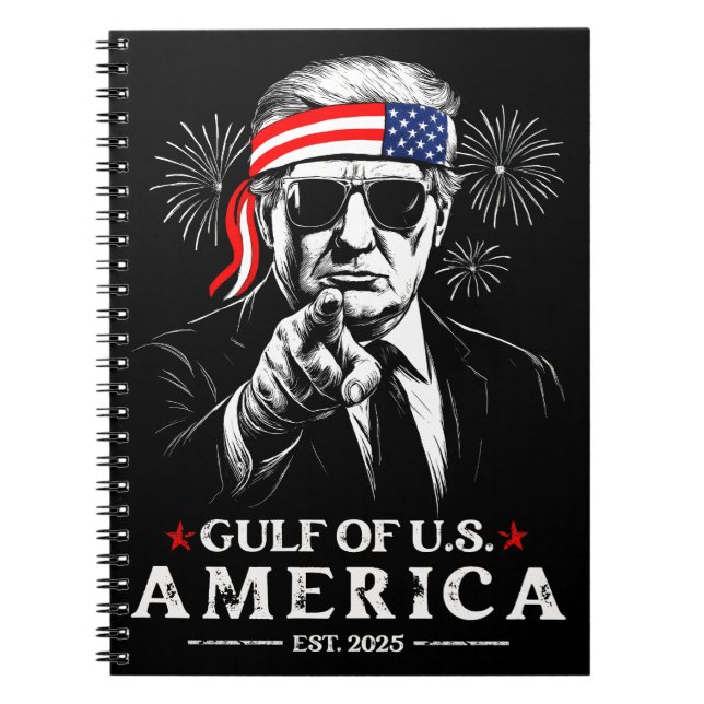 Funny Trump Gulf Of USA America 2025 4th Of July Notebook (Front)