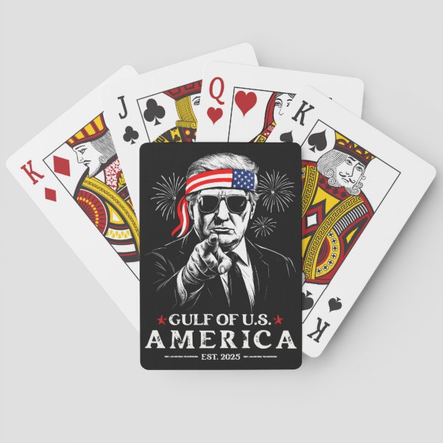 Funny Trump Gulf Of USA America 2025 4th Of July Poker Cards (Back)