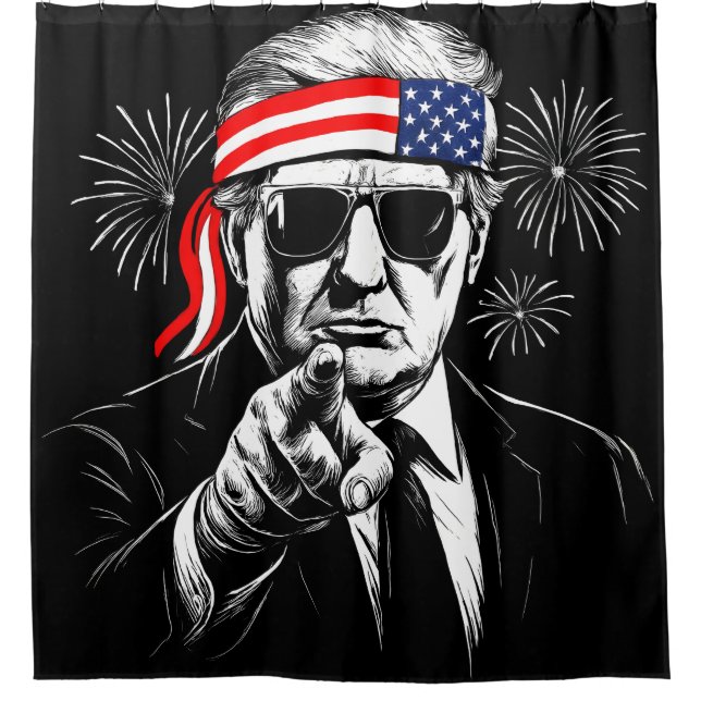 Funny Trump Gulf Of USA America 2025 4th Of July Shower Curtain (Front)