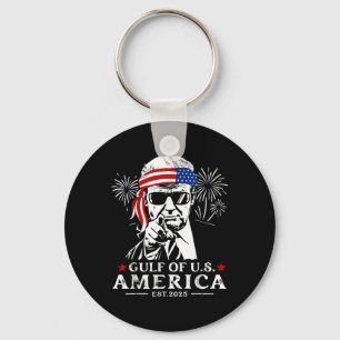 Funny Trump Gulf Of Usa America 2025 Happy 4th Of Keychain