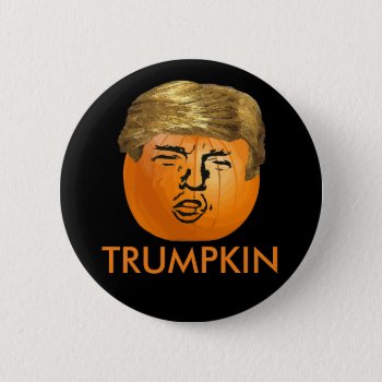 Funny Trump Halloween Trumpkin Pumpkin Button by Home_Sweet_Holiday at Zazzle