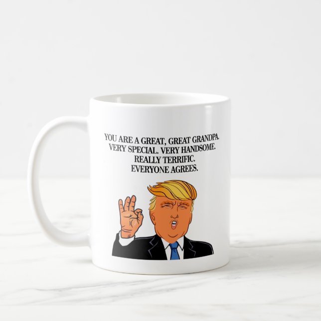 Funny Trump Happy Grandpa Day Birthday Coffee Mug (Left)