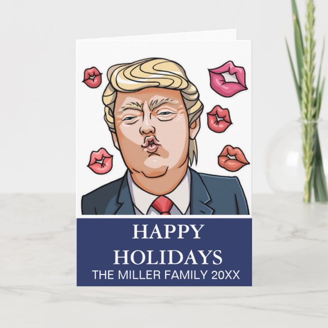 Funny Trump Happy Holidays Holiday Card (Front)
