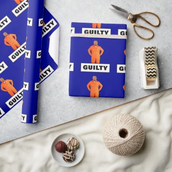 Funny Trump In Orange Guilty Wrapping Paper by DakotaPolitics at Zazzle
