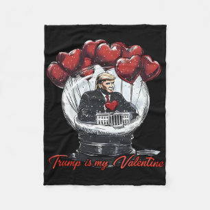 Funny Trump Is My Valentine Ugly Sweaters Trump Va Fleece Blanket