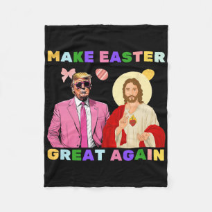 Funny Trump Jesus Christ Make Easter Great Again E Fleece Blanket