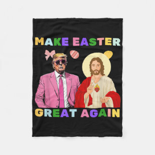 Funny Trump Jesus Christ Make Easter Great Again E Fleece Blanket