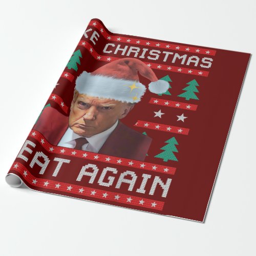 Funny Trump Make Christmas Great Again Mug Shot  Wrapping Paper