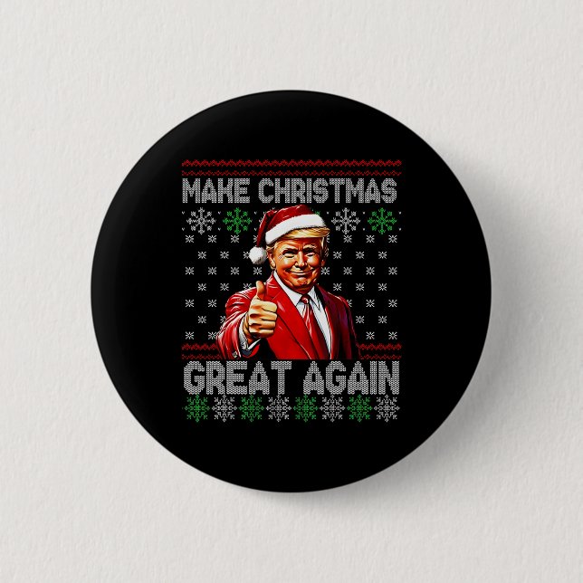 Funny Trump Make Christmas Great Again Ugly Sweate Button (Front)