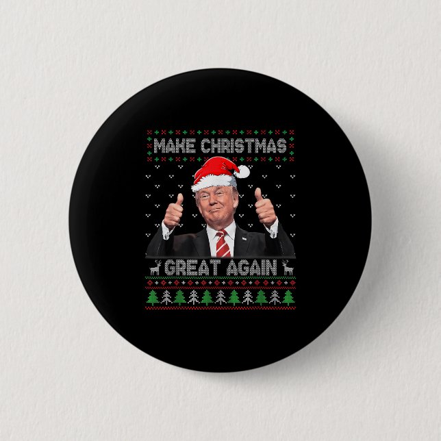 Funny Trump Make Christmas Great Again Ugly Sweate Button (Front)