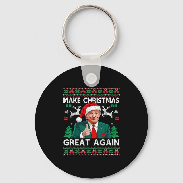 Funny Trump Make Christmas Great Again Ugly Sweate Keychain (Front)
