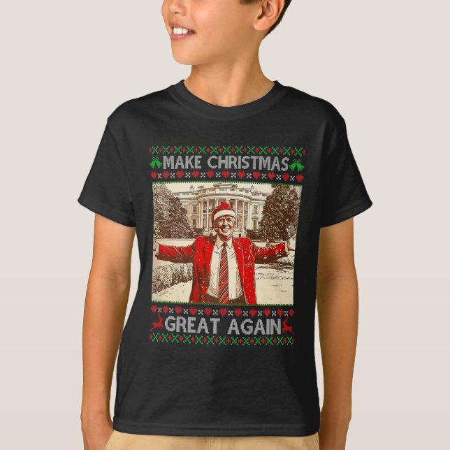 Funny Trump Make Christmas Great Again Xmas Family T-Shirt (Front)